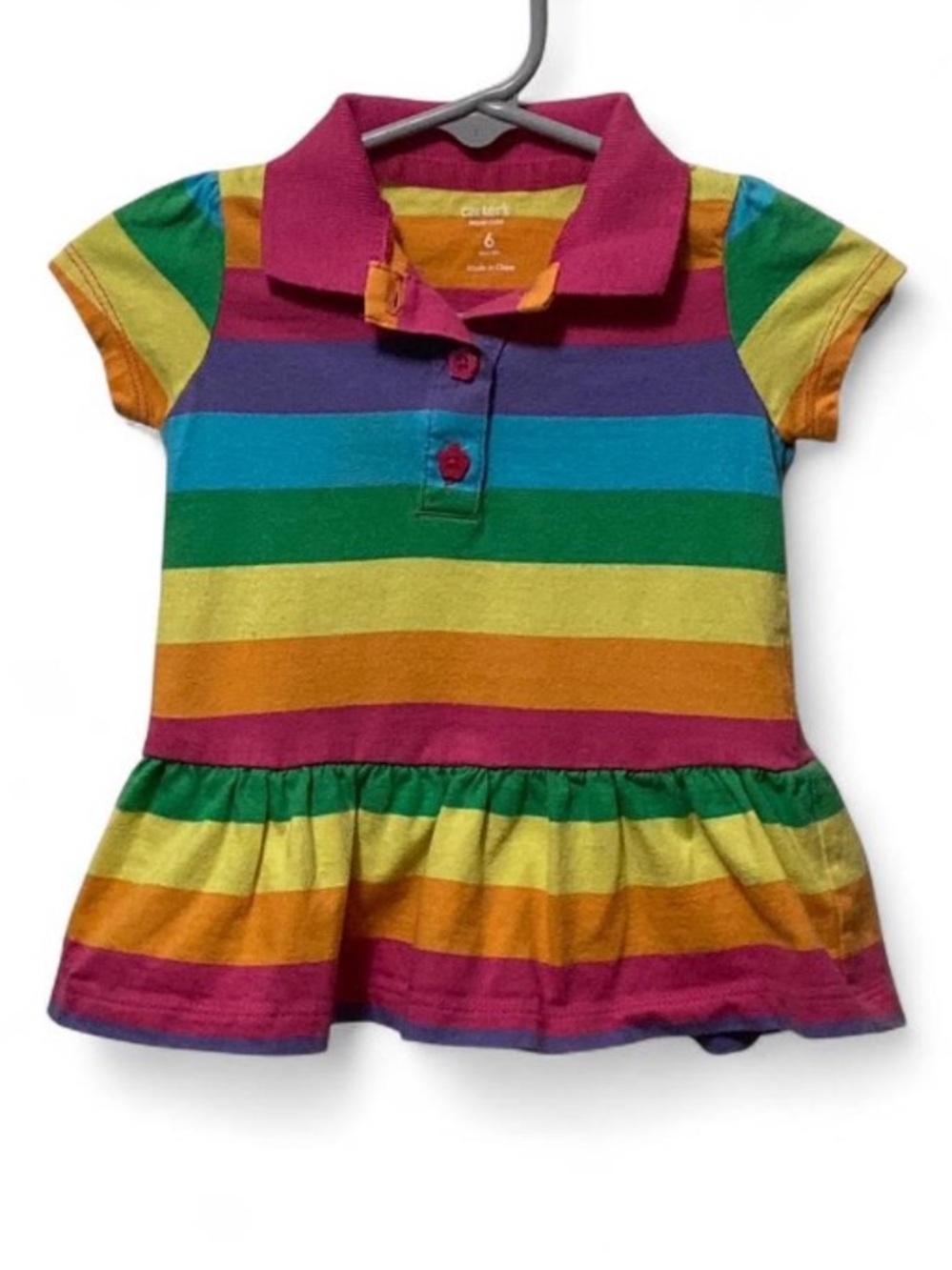 Carter's Girls' Rainbow Stripe Polo Dress Shirt - Multicolor